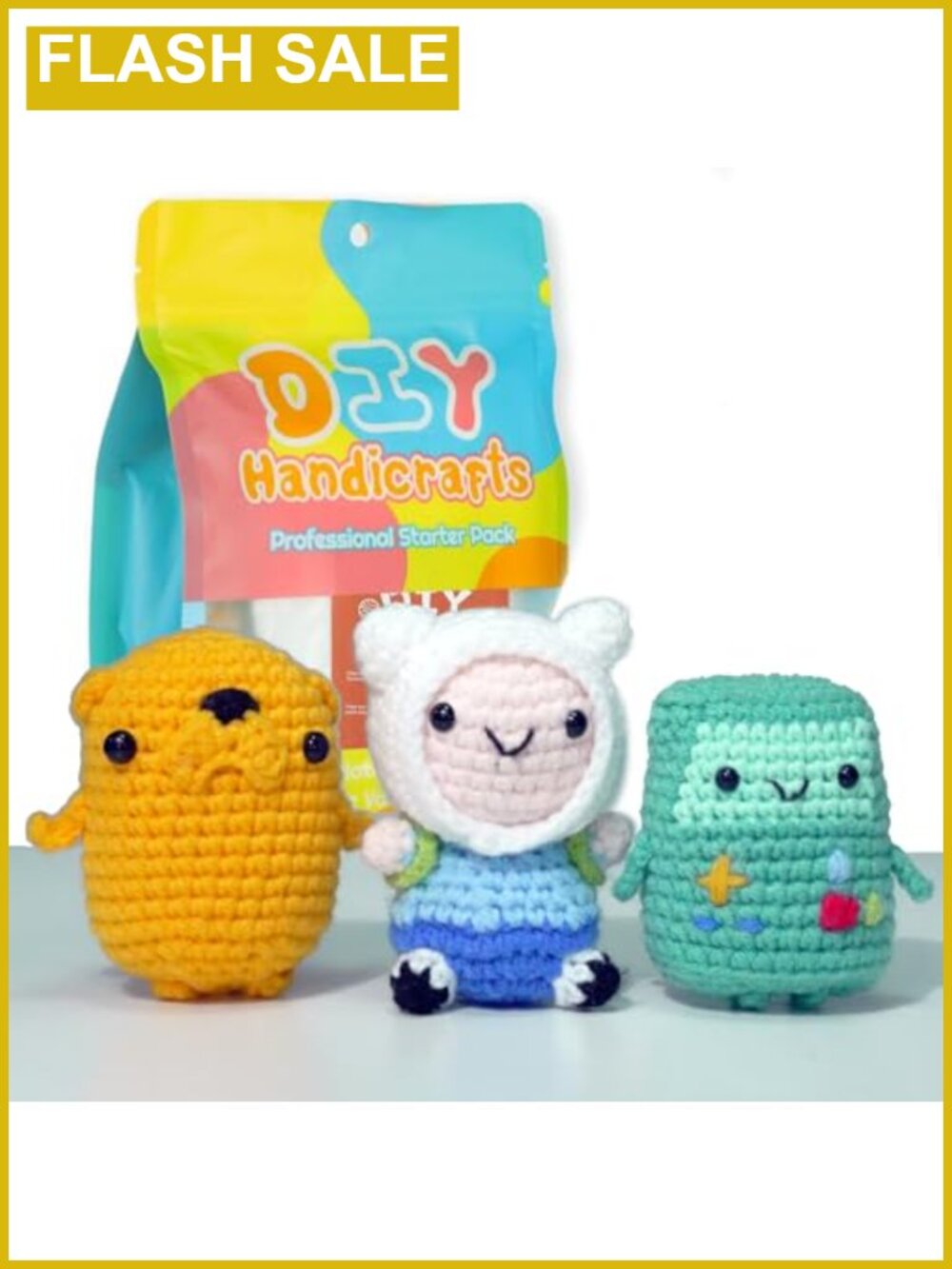 Crochet Kit for Beginners 3 Pcs Cartoon Dolls Amigurumi DIY Craft Gift